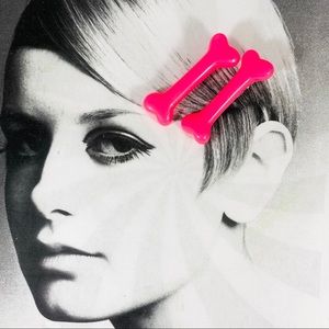 Bad bones baby neon pink hair clips goth glam punk